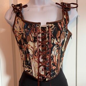 Floral Lace-Up Corset Top